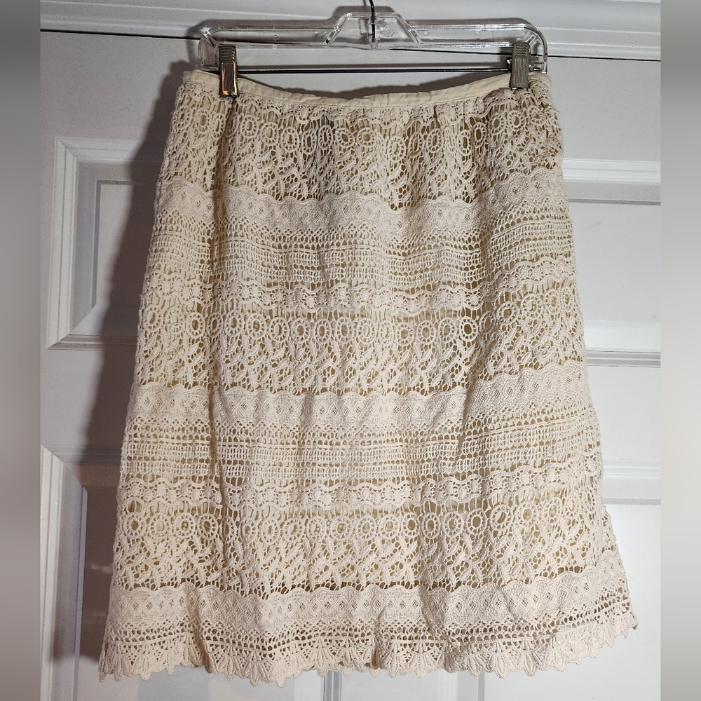NWT Solitare Elegant Cream Lace Layered Skirt M